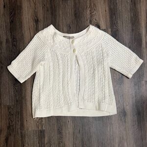white knit cardigan